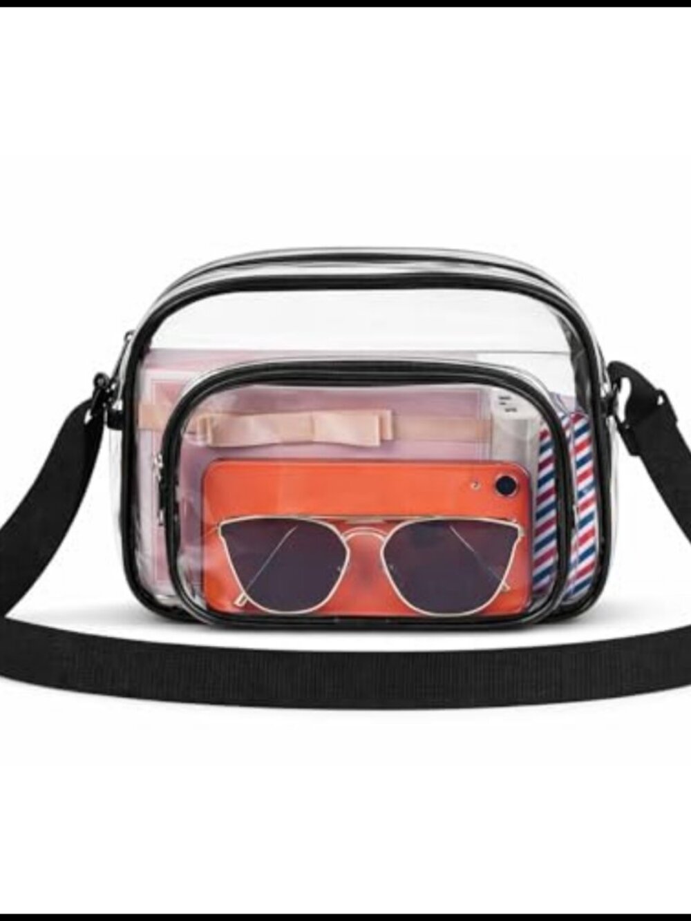 Clear PVC Crossbody Satchel Bag Stadium Approved Adjustable Strap